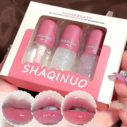 Shuiguang capsule lip honey kit moisturizes and hydrates for a sparkling, mirror-like finish, colorless and transparent glass lip oil