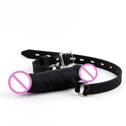 Full Silicone Double Ended Penis Gags,Breathable Gag,Mouth Plug,BDSM Gear for Submissive,Dual Dick Mouth Penetration Gags