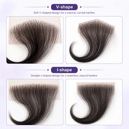 100% Real Human Hair I V Style Edges HD Lace Baby Hair for Women Reusable invisible Swiss Lace Hairline Natural Black Handmade