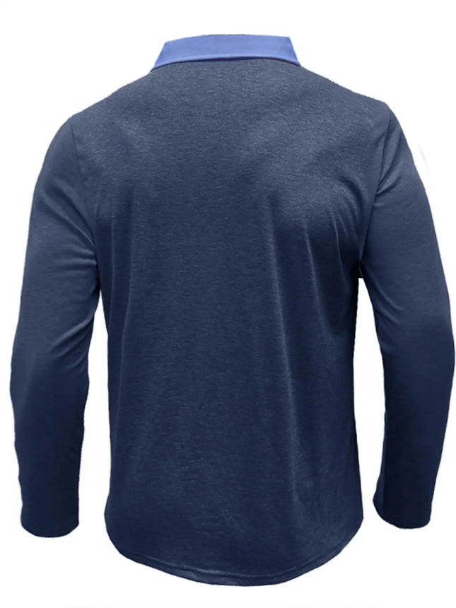 Men's Long-sleeved Polo Shirt Casual Spring and Autumn Top Fashionable Men's Clothing Loose Men's T-shirt Solid Color Pullover.
