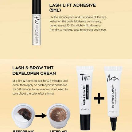 Gollee Lash and Brow Curling Perm Kit Natural Eyelash Lifting Perm Treatment Makeup Long Lasting 4-6 Weeks For Lash Curler Perm
