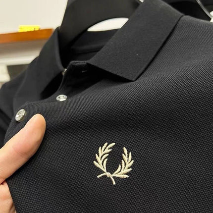 2025 Men's Embroidered Casual Polo Luxury Clothing High-Quality Brand 2024 Cotton Lapel Short Sleeved Summer 100%