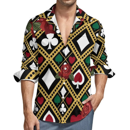 Men's Long Sleeve Shirts Poker Symbols Casual Male Playing Card Suits Shirt Long Sleeve Funny Blouses Spring Clothes Shirts