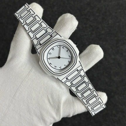 Top-quality luxurious men's sketch quartz watch with Arabic numeral display in 3D comic style