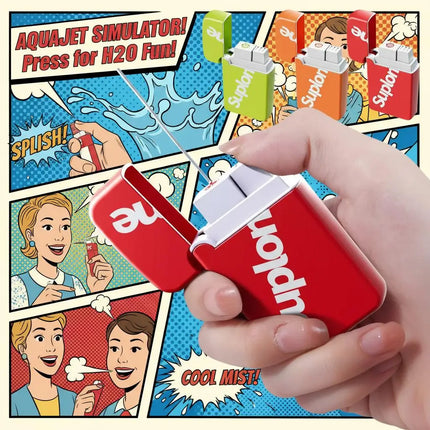 Plastic Square Cover Lighter Water Gun Funny Water Spray Toy Personalized Creative Decompression Lighter Shape Small Water Gun