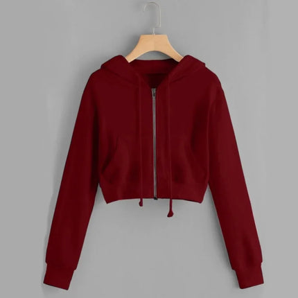 Spring Autumn Collection Women's Hooded Sweatshirt Korean Style Sport Jacket Trendy Fleece-lined Cardigan Zip-up Winter Decor