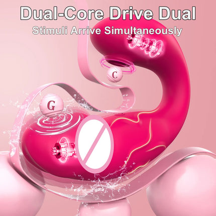 2 IN 1 Dildo Vibrator For Women Nipple Sucker Clitoris Stimulator G Spot Massage APP Control 9 Vibrating Modes Adults Sex Toys