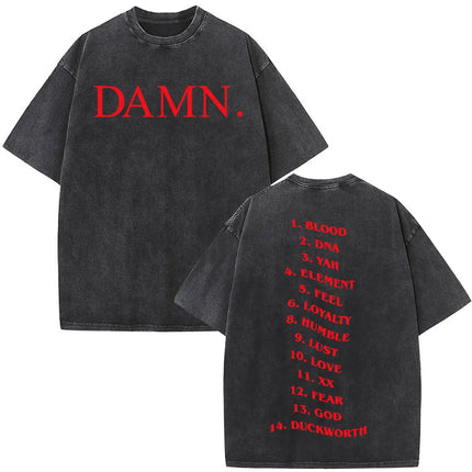 Washed Vintage Rapper Kendrick Lamar Album Merch T-shirts Men's Clothing Hip Hop Retro Oversized T-shirt Fashion Trend Tee Shirt