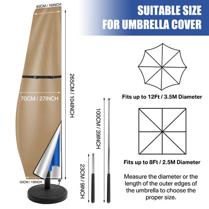 Outdoor Cantilever Umbrella Cover Waterproof Patio Parasol Cover Banana Straight Style All-Season Parasol Umbrella Protection