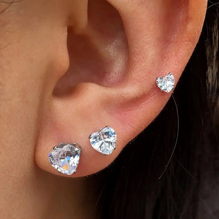 Classic Stainless Steel Square Crystal Zirconia Studs Earrings For Women/Men 4 Prong Tragus Cartilage Earring Trend Jewelry 2023