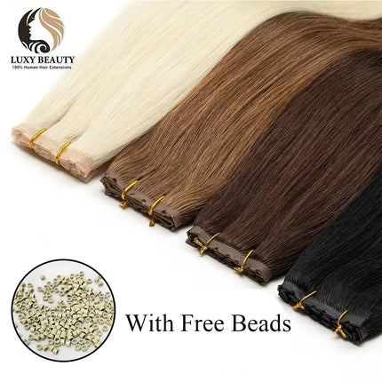 Blonde injected Hole Weft Human Hair Extensions Straight Twin Tab Butterfly Weft Natural Invisible Brown Hole Weft Extensions
