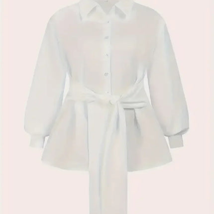Plus Size 1XL-5XL Fashion Women‘s Solid Color Lapel Collar Blouse Ladies Casual Elegant Chic Top Long Sleeves Shirt