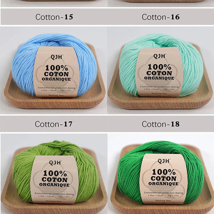 3PCS 100% Organic Cotton Yarn Machine Washable For Adult Baby Sweaters/Gloves/Scarves/Hats Etc. 50 gr (1.76 oz) 125 m (136 yrd)