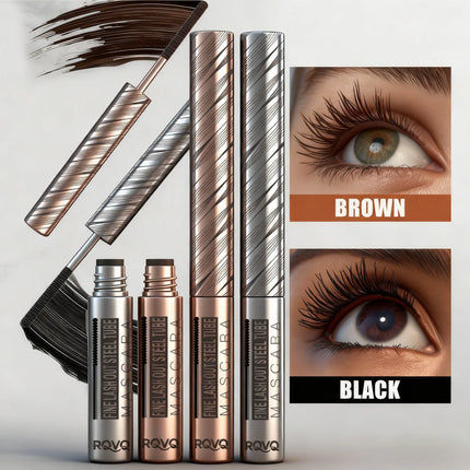 Thick and Fine Steel Tube Mascara Base Cream, Waterproof and Curling, Natural and Non-diffusing, Long-lasting Styling Mascara