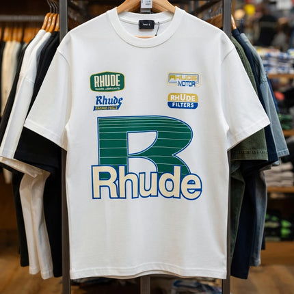 Streetwear Trend Rhude T-shirt Casual Logo Print Short Sleeve Summer Men Women High Quality Cotton Top Tee