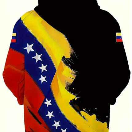 The new men's hoodie for the autumn of 2025 features a casual and fashionable 3D national flag print on the street