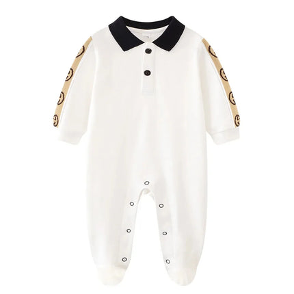 Baby Boy Spring Autumn Outerwear Pure Cotton Romper Stylish Newborn Infant Men's Women's Baby Long Sleeve Crawler Korean Version