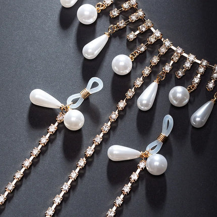 Rhinestone Pearl Fringe Nipple Clamps with Necklace Sexy Accessories Hot Breast Stimulation BDSM Training Adult Sex Toys Leten