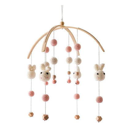 DIY Baby Crib Bed Bell Holder Arm Toy Imitation Wood Grain Infant Bed Decoration Toys Rotating Music Box Nut Screw Arm Bracket