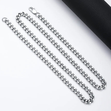 Basic Punk Stainless Steel 3,5,7mm Curb Cuban Necklaces For Men Women Black Gold Color Link Chain Chokers Solid Metal Jewelry