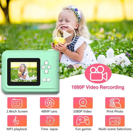 Kids Instant Print Camera with 32GB 1080P HD 2.4 Inch Screen Zoom Video Photos Child Birthday Festival Gifts Digital Camera Toys