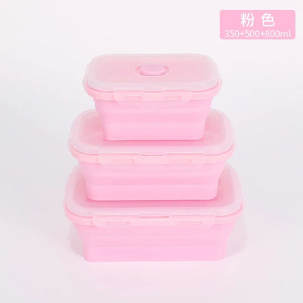 4PS Collapsible Food Storage Containers with Lids & Vent,, Kitchen Stacking Silicone Collapsible Meal Prep Container Set for