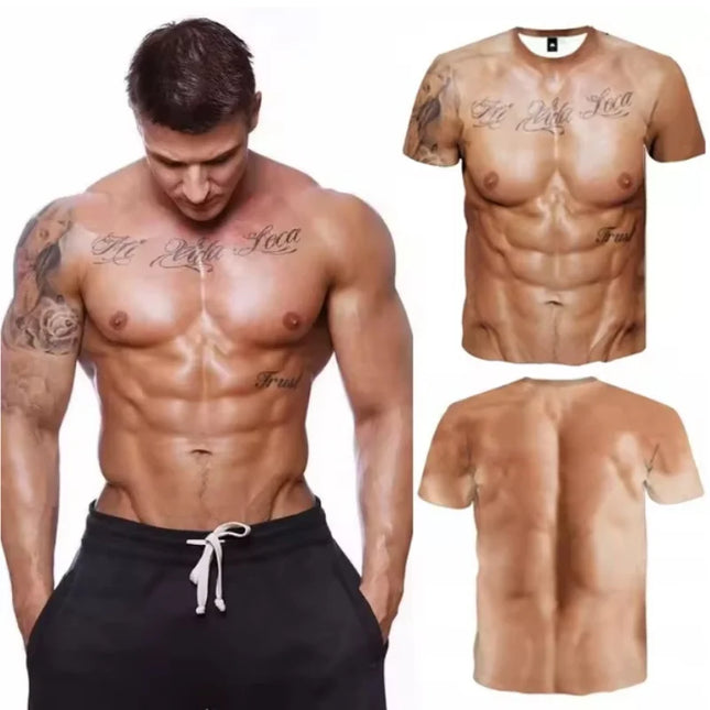 Funny Muscle Body 3D Printed T-shirt Mlae  Designer Clothes Streetwear Short Sleeve Top Tees Ugly Chest Hair T Shirt Clothing ﻿