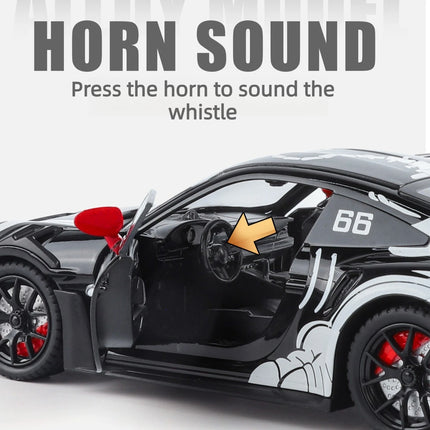 1:24 GT3 Tyrannosaurus Rex Coated Edition Car Model Pull Back Sound and Light Toy Gift Diecast Alloy Car Model Collectible