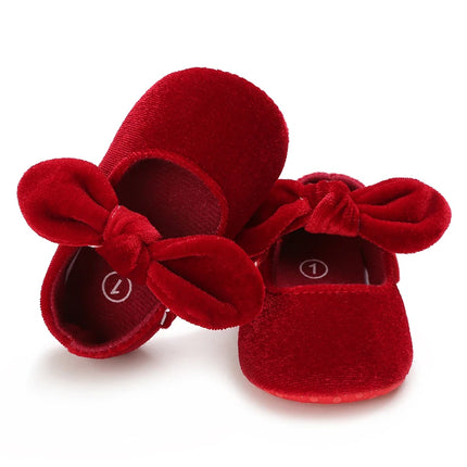 Red Fluffy Comfortable Princess Shoes 0-12 Months Baby Girl Indoor Walking Party Christmas Single Shoes