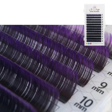 GLAMLASH Colored Lashes Lake Blue/Lavender/Cinnamon/Dark Green/Matcha Grey Individual Natural False Colorful Eyelash Extension