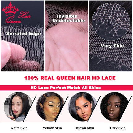 Queen Hair Real HD Invisible 13x6 13x4 7x7 6x6 5x5 4x4 2x6 4x6 9x6 Pre Plucked HD Lace Closure Frontal Virgin Human Raw Hair