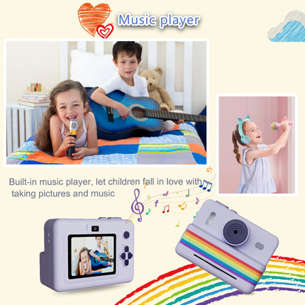Kids Camera Instant Print,2.8 Inch Screen, USB charging,Children Digital Camera 3 Rolls Paper, Christmas Birthday Gift Toys