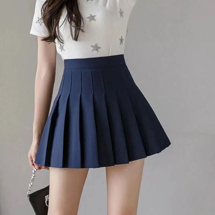 Autumn and winter new pleated skirt women's half skirt Korean high waist slim mini skirt Preppy style side zipper A-line skirt