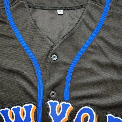 Customized Name And Number DIY Men's Embroidery Baseball Jersey New York V-Neck Personalized Short Sleeve Button Down Shirts