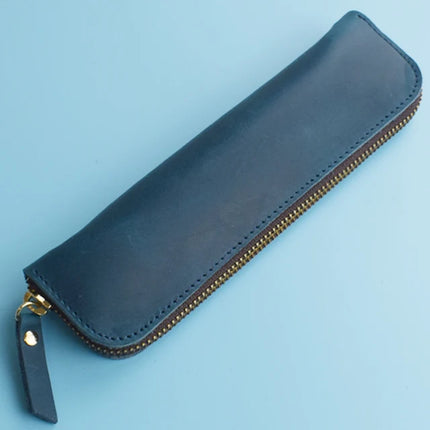 Nature Cowhide Pencil Case Zipper Pen Holder Organizer Protection Bag Handmade Genuine Leather Pencilcase Office School Supplies