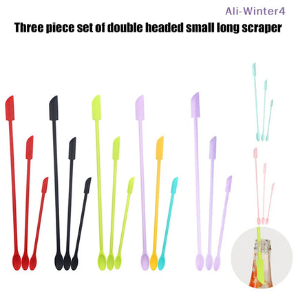 {HBA17} 1/3Pcs Cosmetic Bottle Silicone Mini Scraper Deep Bottle Scraper Cosmetic Spoon Double End 2 In 1 Jam Spatula
