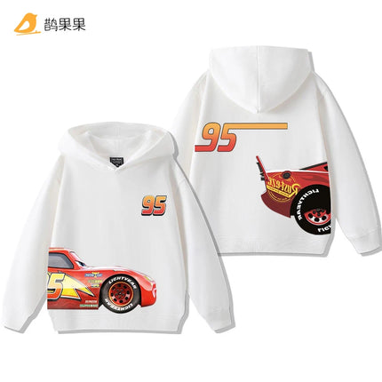 Cars Lightning McQueen Fun Printed Kids Boys Girls Hooded Sweatshirt Fall and Winter Casual Fashion Warm Student Hoodie