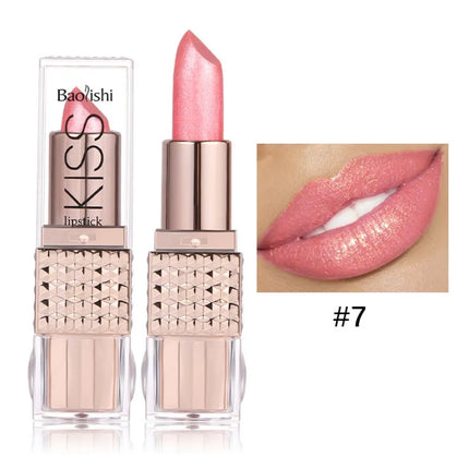 Pearlescent Pink Glitter Velvet Lipstick Metallic Waterproof Long Lasting Matte Shimmer Diamond Lipgloss Women Makeup Cosmetic