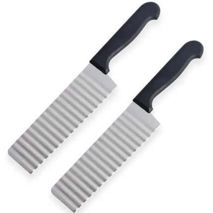 Stainless Steel Potato Chip Long Slicer Dough Vegetable Fruit Crinkle Wavy Slicer Knife Potato Cutter Chopper French Fry Maker