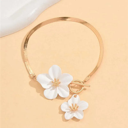 Fashion Cherry Blossom Charm Anklets for Women Summer Beach Accessories Gold Color Chain Anklet Leg Bracelets Wedding Gift