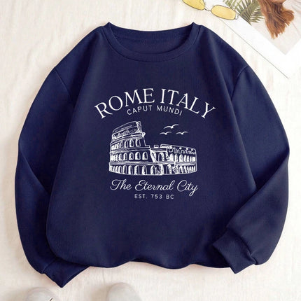 Colosseum Rome Italy Print Woman Sweatshirt Casual Crewneck Sportswear Y2K Loose Multicolor Pullover All-Match Fleece Clothing