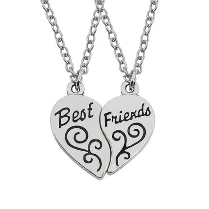 Zircon Best Friend Zircon Love Couple Pendant Necklace 2 Pcs/ Set Rainbow Broken Heart BFF Good Friends Friendship Jewelry Gift