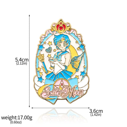 Anime Cartoon Moon Tsukino Usagi Enamel Keychain Necklace for Women Girl Magic Brooch Aino Minako Pin Cosplay Jewelry Gift
