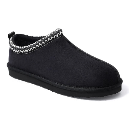 Evshine Winter Genuine Fur Slippers For Women Outdoor Non-slip Plush Lined Snow Boots Fuzzy Cotton Shoes Warm Fur House Slippers