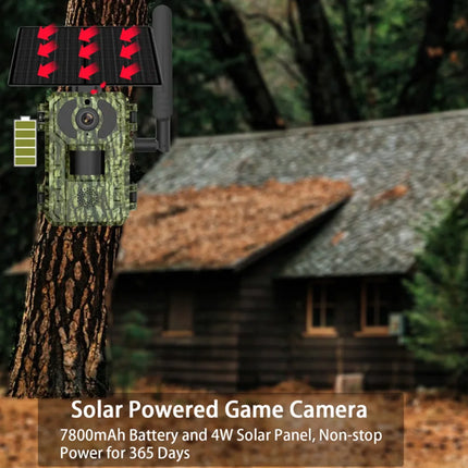 EU 4G Cellular 2K Battery Solar PIR Motion Activated Wildlife Hunting Trail Camera IP65 Outdoor Night Vision No Red Exposure