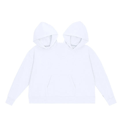 Mens Womens Two Person Ugly Hoodie Intimate  Loose Solid Sweatshirt One-Piece Couples Pullover Holiday Party Jumpers Tops