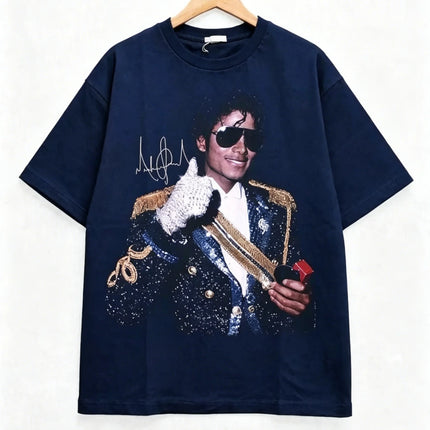 Retro Michael Jackson Shirt Popular Casual Oversized Streetwear 2026 Summer Men's Women's Cotton Clothing Y2k Style Sportswear