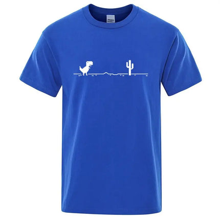 Men's High Quality 100% Cotton Funny Dinosaur Print T-Shirt Loose O-neck Summer Cool Men T-shirt Short Sleeve T-shirt Male Tee Top