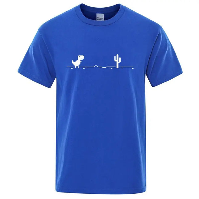 Men's High Quality 100% Cotton Funny Dinosaur Print T-Shirt Loose O-neck Summer Cool Men T-shirt Short Sleeve T-shirt Male Tee Top