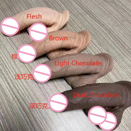 Ftm Packers Wholesale 2 in 1 Ultra Soft Silicone Hollow Penis Sleeve with Big Scrotum Prosthetic Stroker